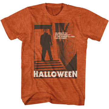 Halloween Mens S/S T-Shirt - Stairs2 - Heather Antique Orange Heather