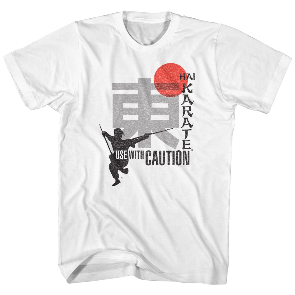 Hai Karate Mens S/S T-Shirt - Use With Caution - Solid White