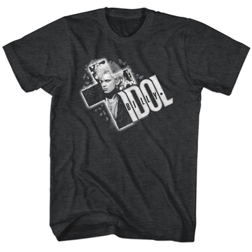 Billy Idol Mens S/S T-Shirt - Cross It Out - Heather Black Heather