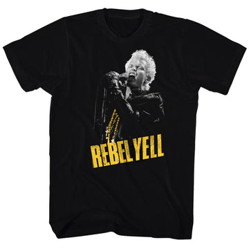 Billy Idol Mens S/S T-Shirt - Rebel Yellow - Solid Black