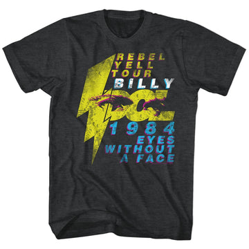 Billy Idol Mens S/S T-Shirt - Eyeballs - Heather Black Heather