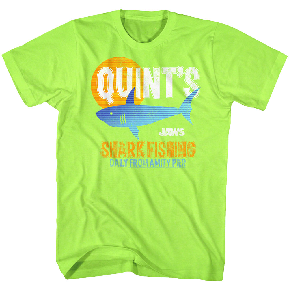 Jaws Mens S/S T-Shirt - Quint Fish - Heather Neon Mint Heather