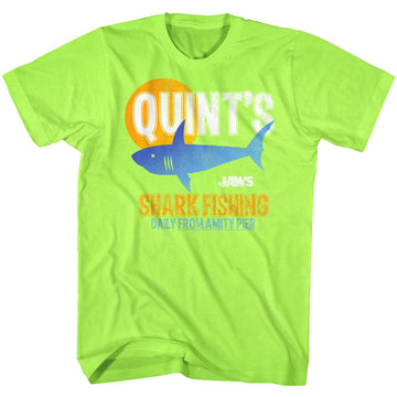Jaws Mens S/S T-Shirt - Quint Fish - Heather Neon Mint Heather