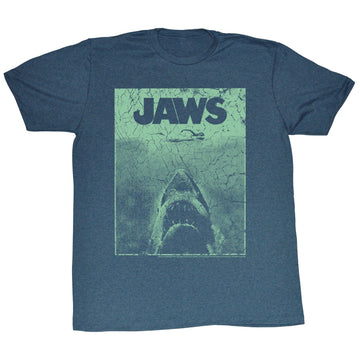 Jaws Mens S/S T-Shirt - Green Jaws - Heather Navy Heather