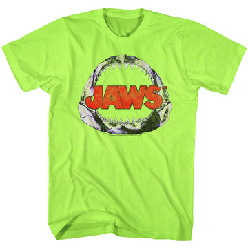 Jaws Mens S/S T-Shirt - Neon Jawbone - Heather Neon Mint Heather