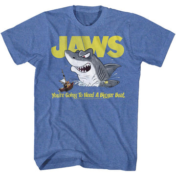 Jaws Mens S/S T-Shirt - Cartoon Jaws - Heather Royal Heather