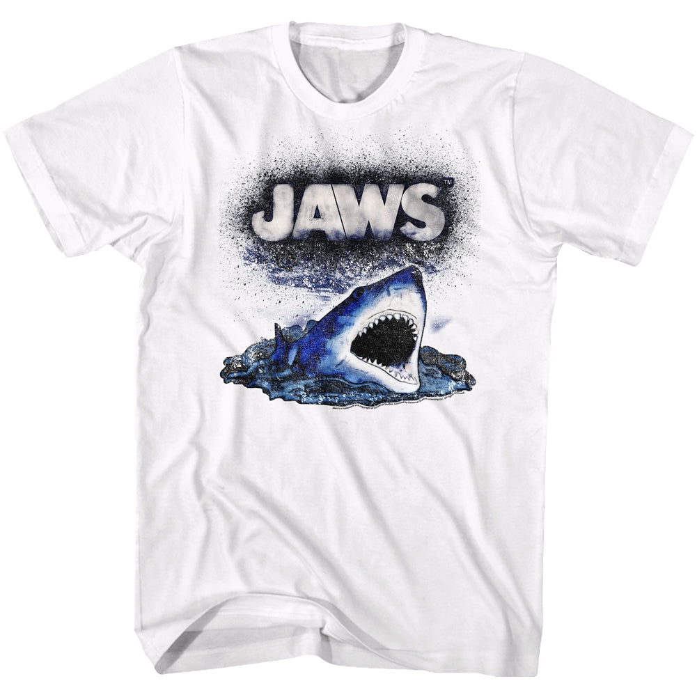 Jaws Mens S/S T-Shirt - Watch Out - Solid White