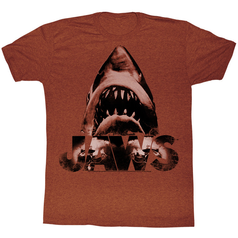 Jaws Mens S/S T-Shirt - Burnt Jaws - Heather Red Heather