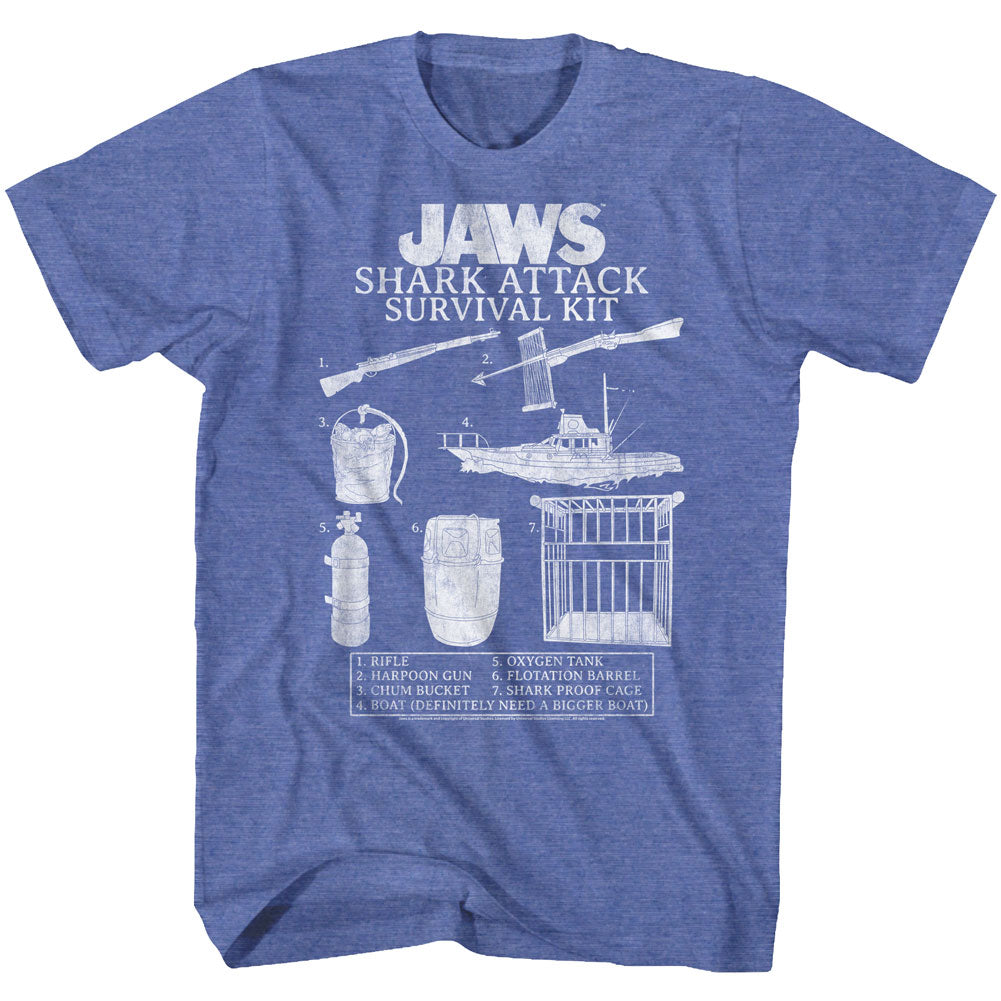 Jaws Mens S/S T-Shirt - Survival Kit 2 - Heather Royal Heather