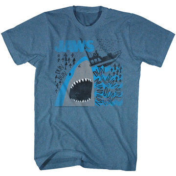Jaws Mens S/S T-Shirt - Dun Nun - Heather Vintage Blue Heather