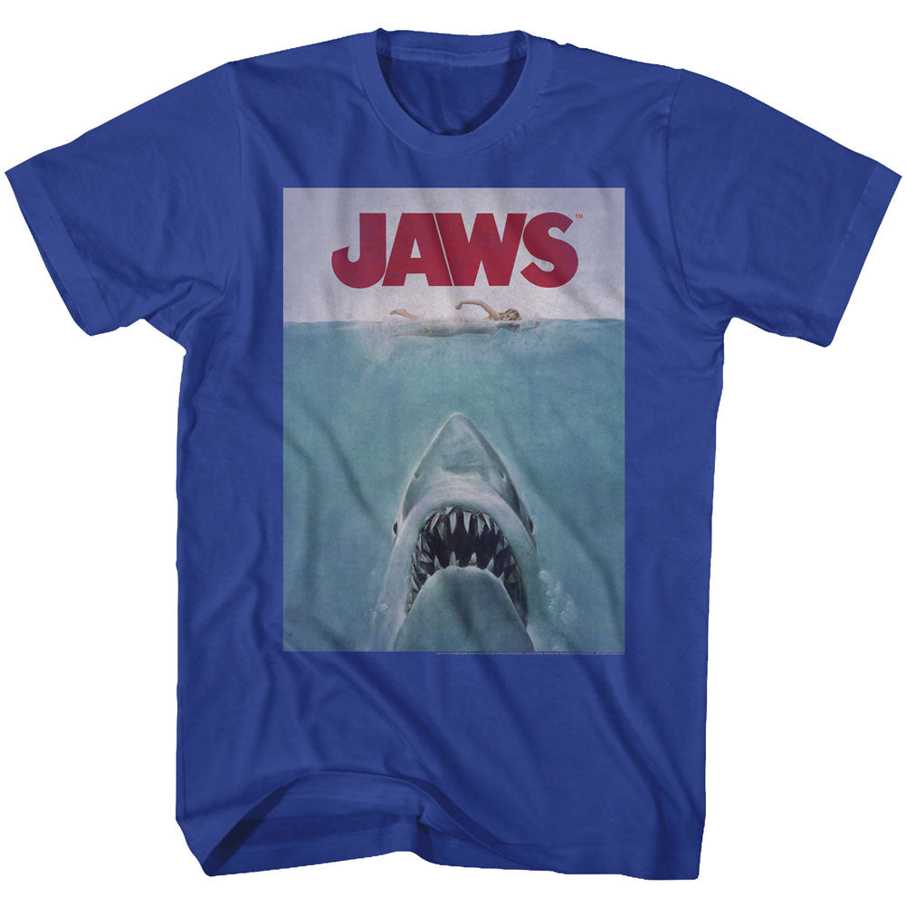 Jaws Mens S/S T-Shirt - Poster - Solid Royal