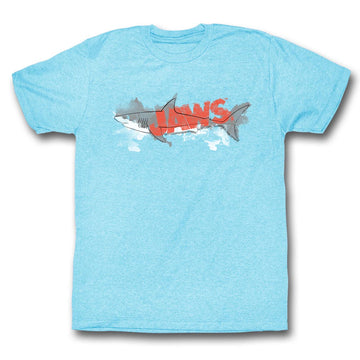 Jaws Mens S/S T-Shirt - Watermark - Heather Light Blue Heather