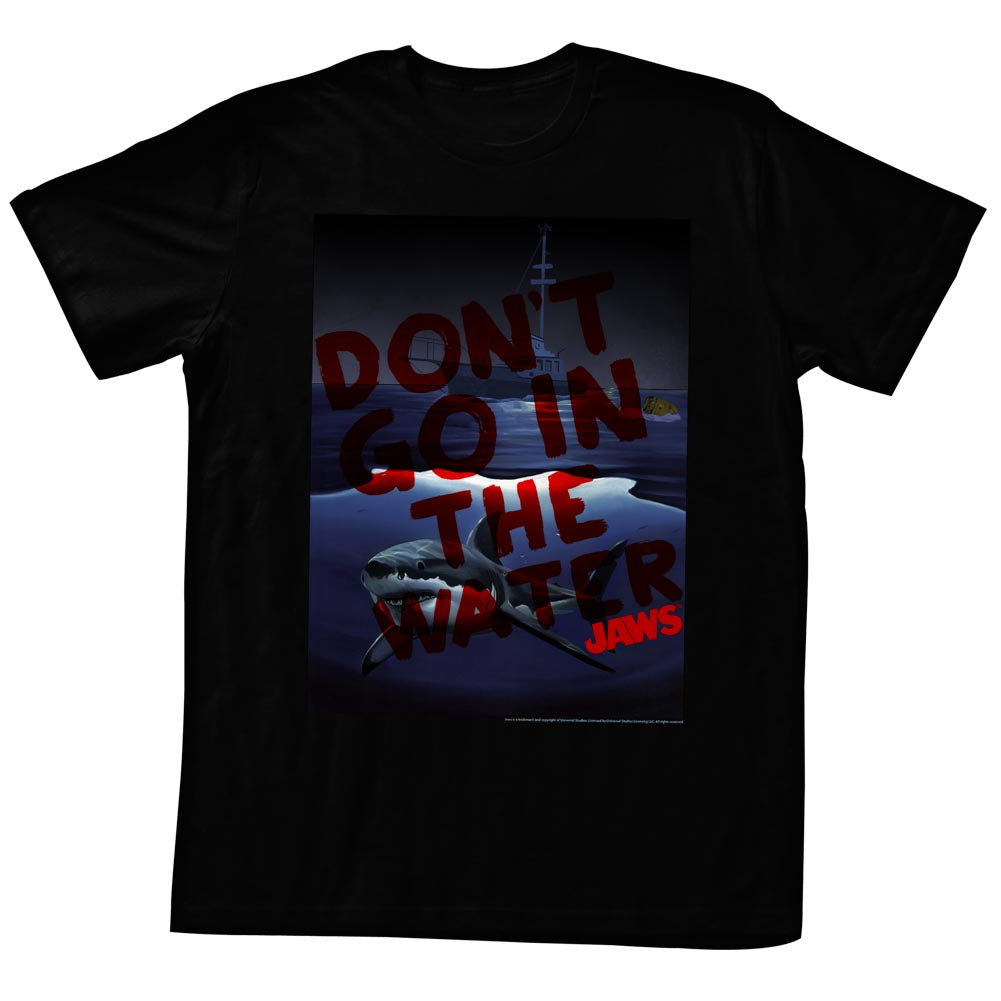 Jaws Mens S/S T-Shirt - Don?T Go In - Solid Black