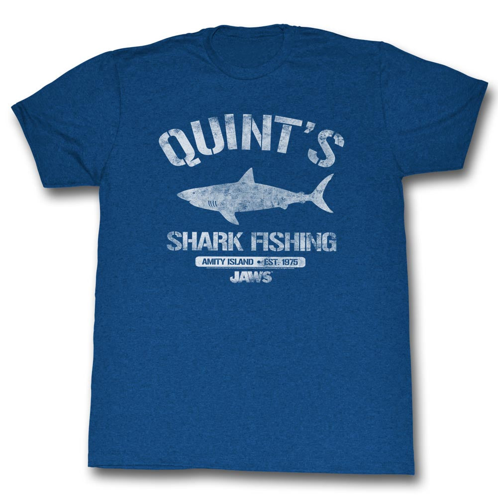 Jaws Mens S/S T-Shirt - Quint'S - Heather Royal Heather