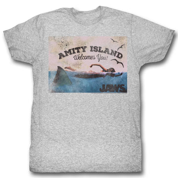 Jaws Mens S/S T-Shirt - Welcome - Heather Gray Heather
