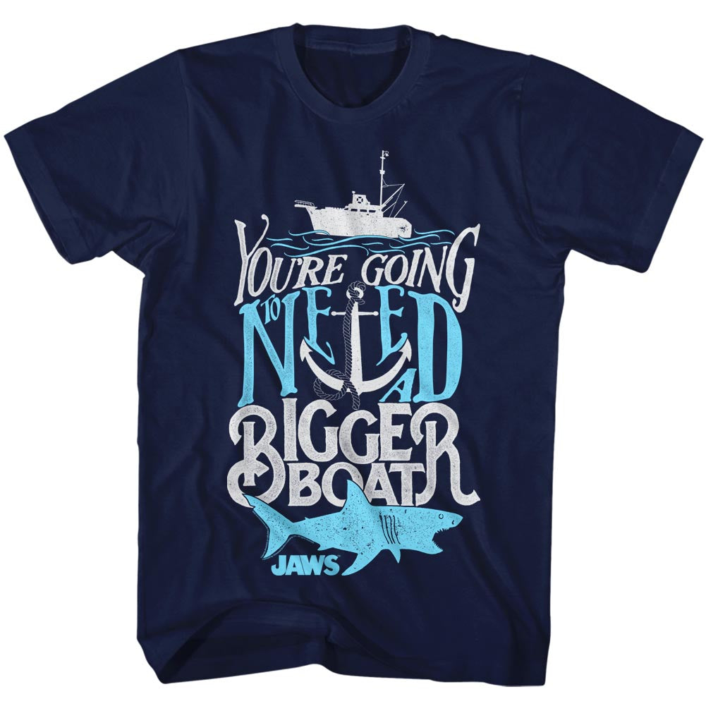 Jaws Mens S/S T-Shirt - Typography - Solid Navy