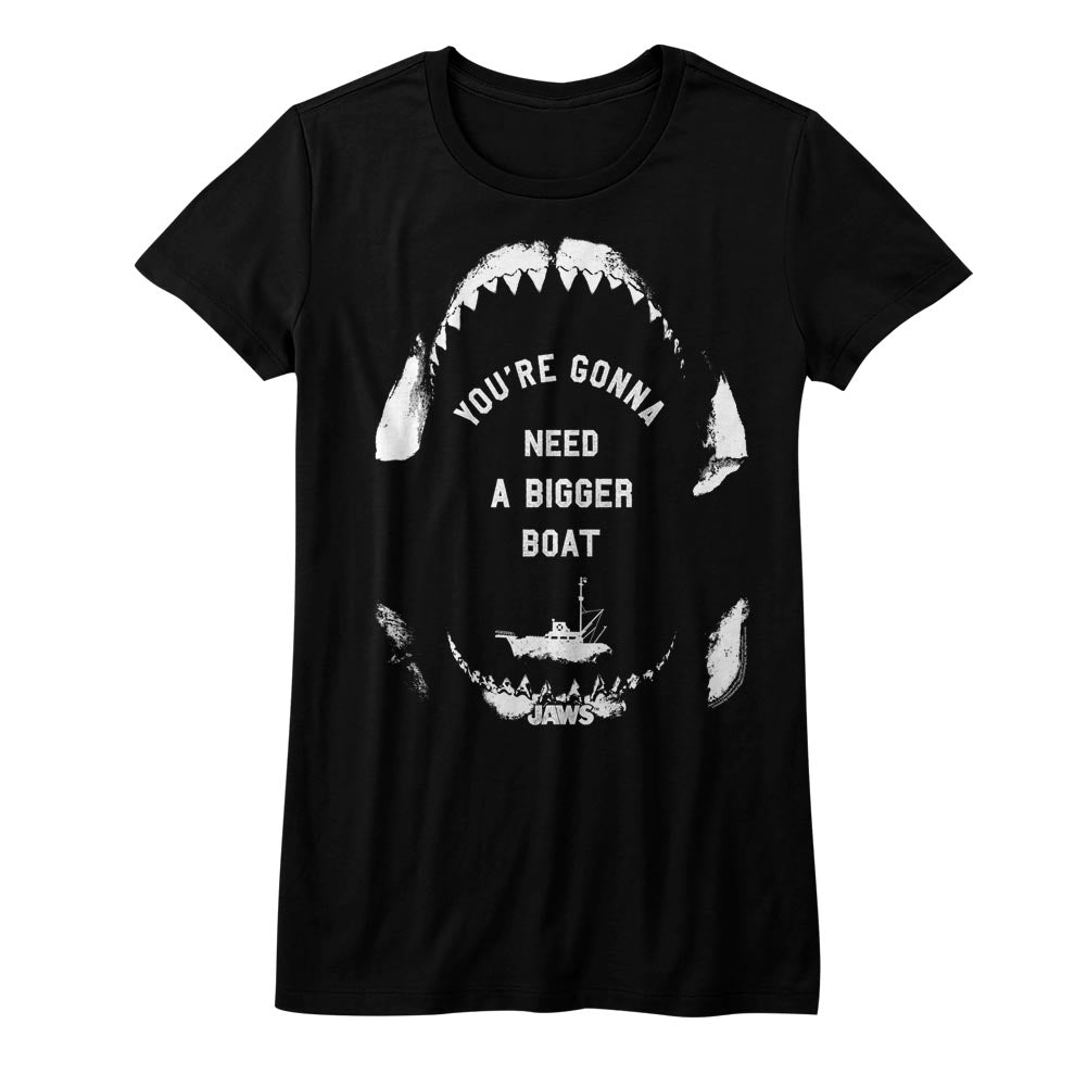 Jaws Girls Juniors S/S T-Shirt - Sailing Wisdom - Solid Black