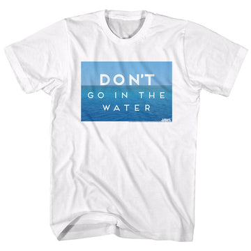 Jaws Mens S/S T-Shirt - Don?T Go In The Water - Solid White