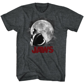 Jaws Mens S/S T-Shirt - Shark Moon - Heather Black Heather