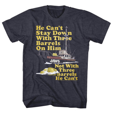 Jaws Mens S/S T-Shirt - 70S Barrels - Heather Navy Heather