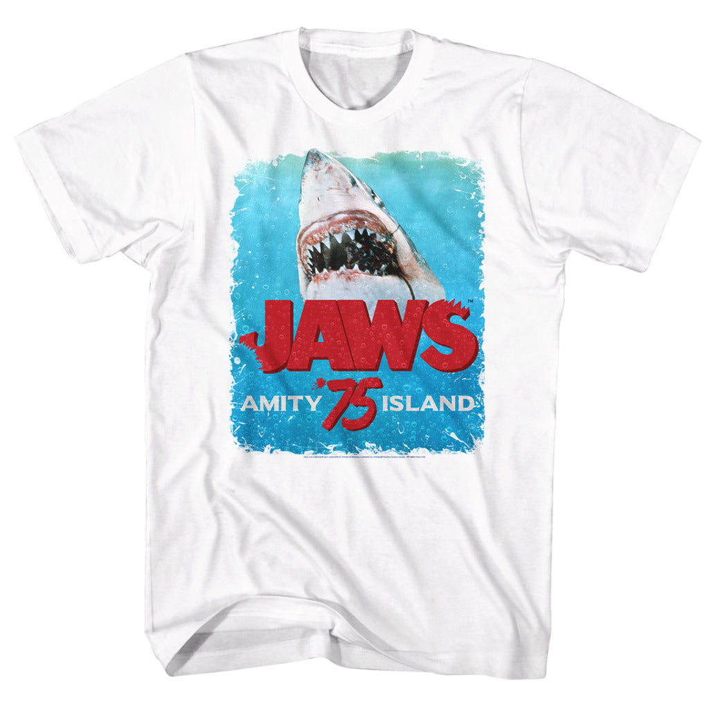 Jaws Mens S/S T-Shirt - Jaws Bite - Solid White