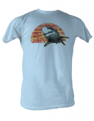 Jaws Mens S/S T-Shirt - Sunset Jaws - Solid Light Blue