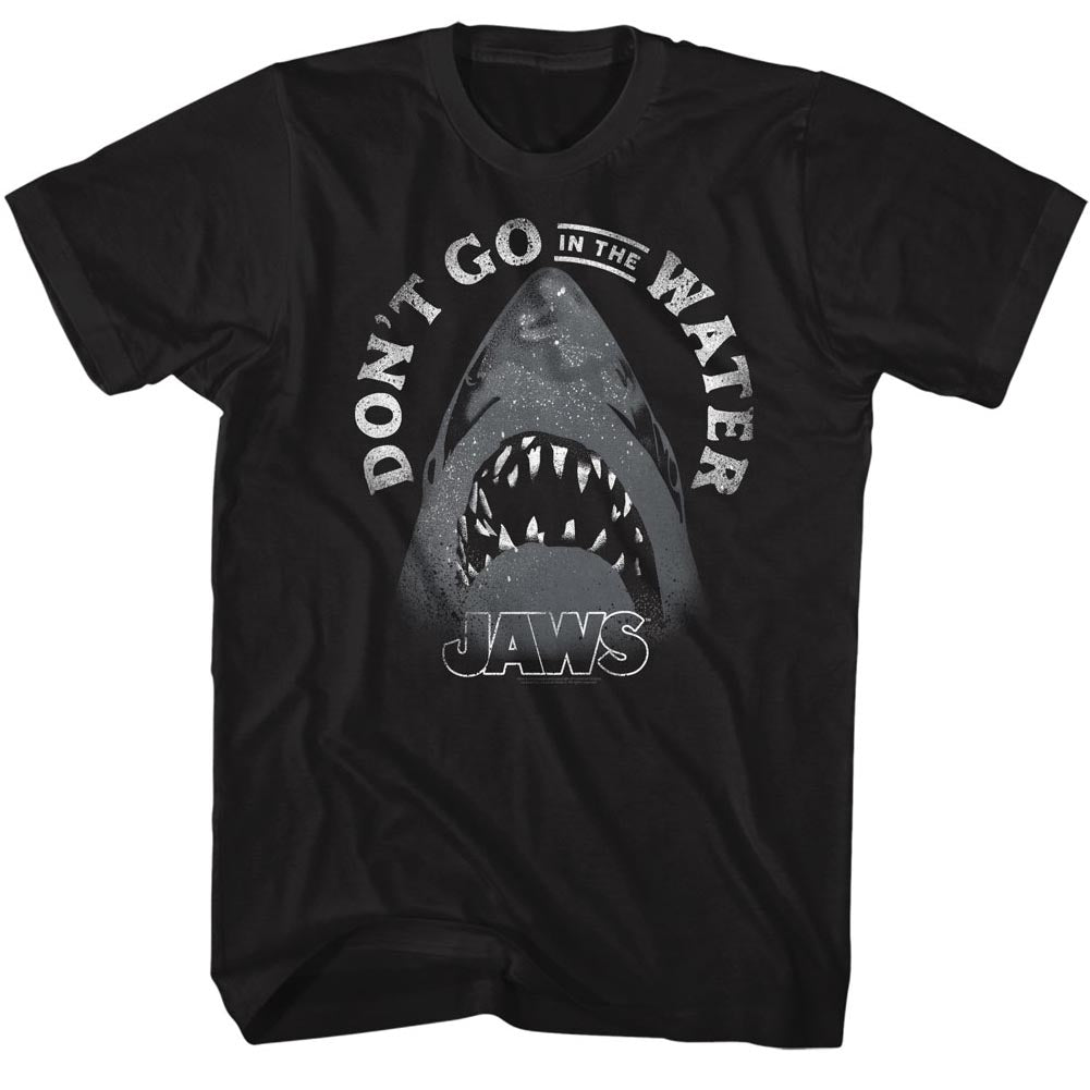 Jaws Mens S/S T-Shirt - Text Arch - Solid Black
