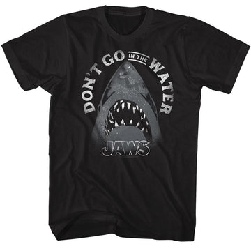 Jaws Mens S/S T-Shirt - Text Arch - Solid Black