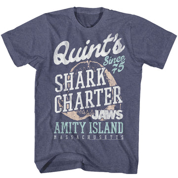 Jaws Mens S/S T-Shirt - Quints - Heather Vintage Blue Heather