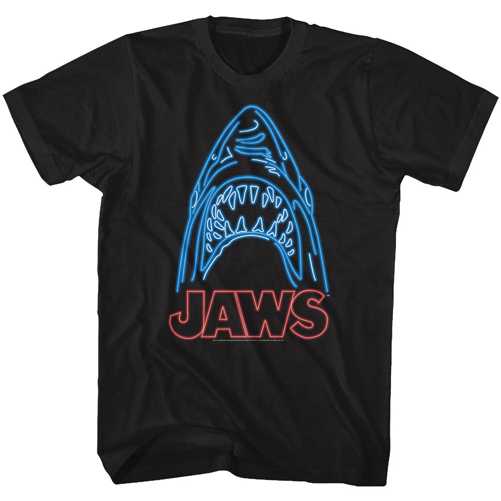 Jaws Mens S/S T-Shirt - Neon - Solid Black