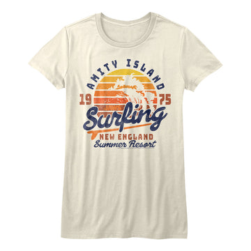 Jaws Girls Juniors S/S T-Shirt - Amity Surfing - Solid Natural