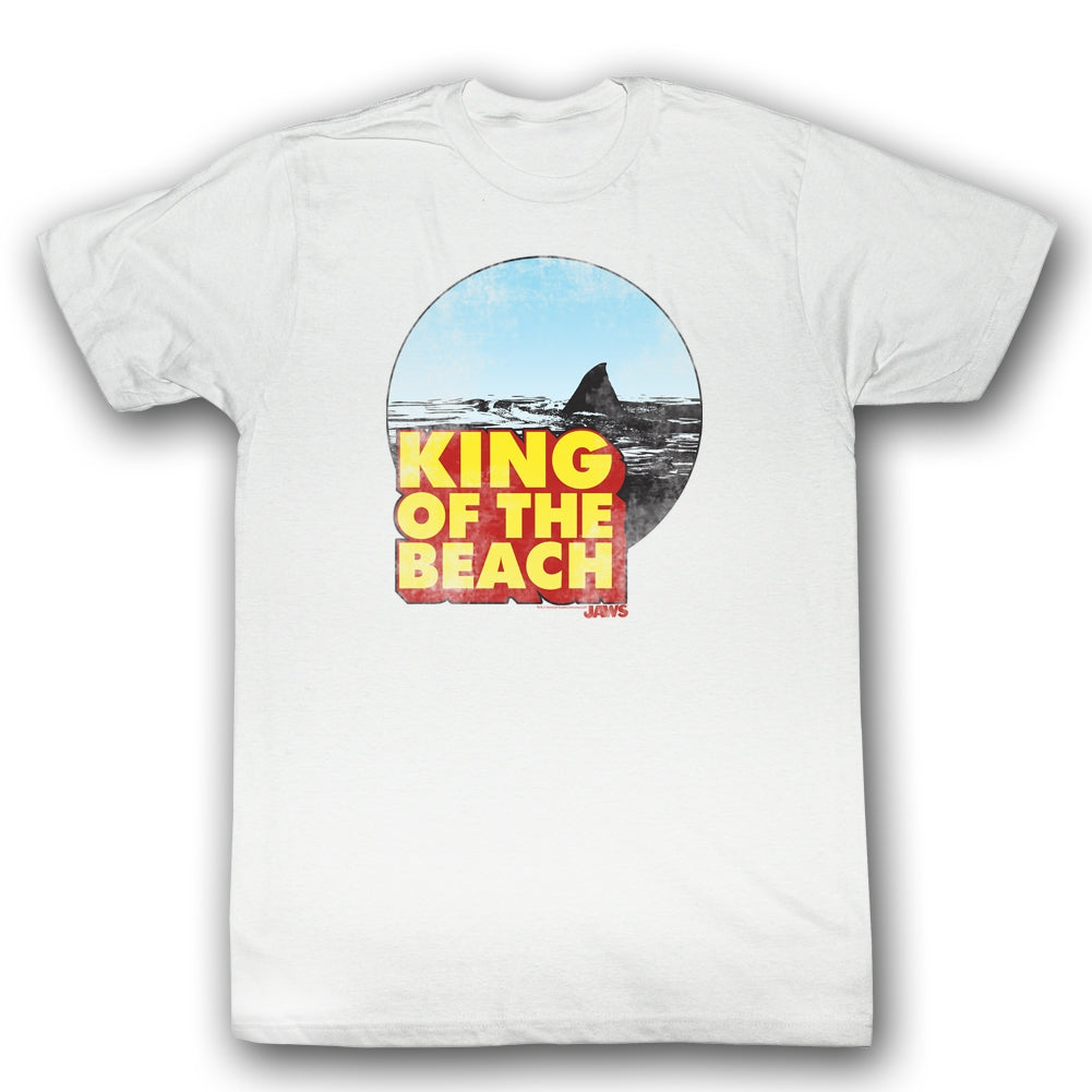 Jaws Mens S/S T-Shirt - King Of The Beach - Solid White