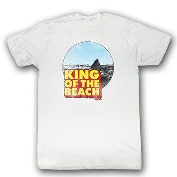 Jaws Mens S/S T-Shirt - King Of The Beach - Solid White