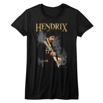 Jimi Hendrix Girls Juniors S/S T-Shirt - Hendirx - Solid Black