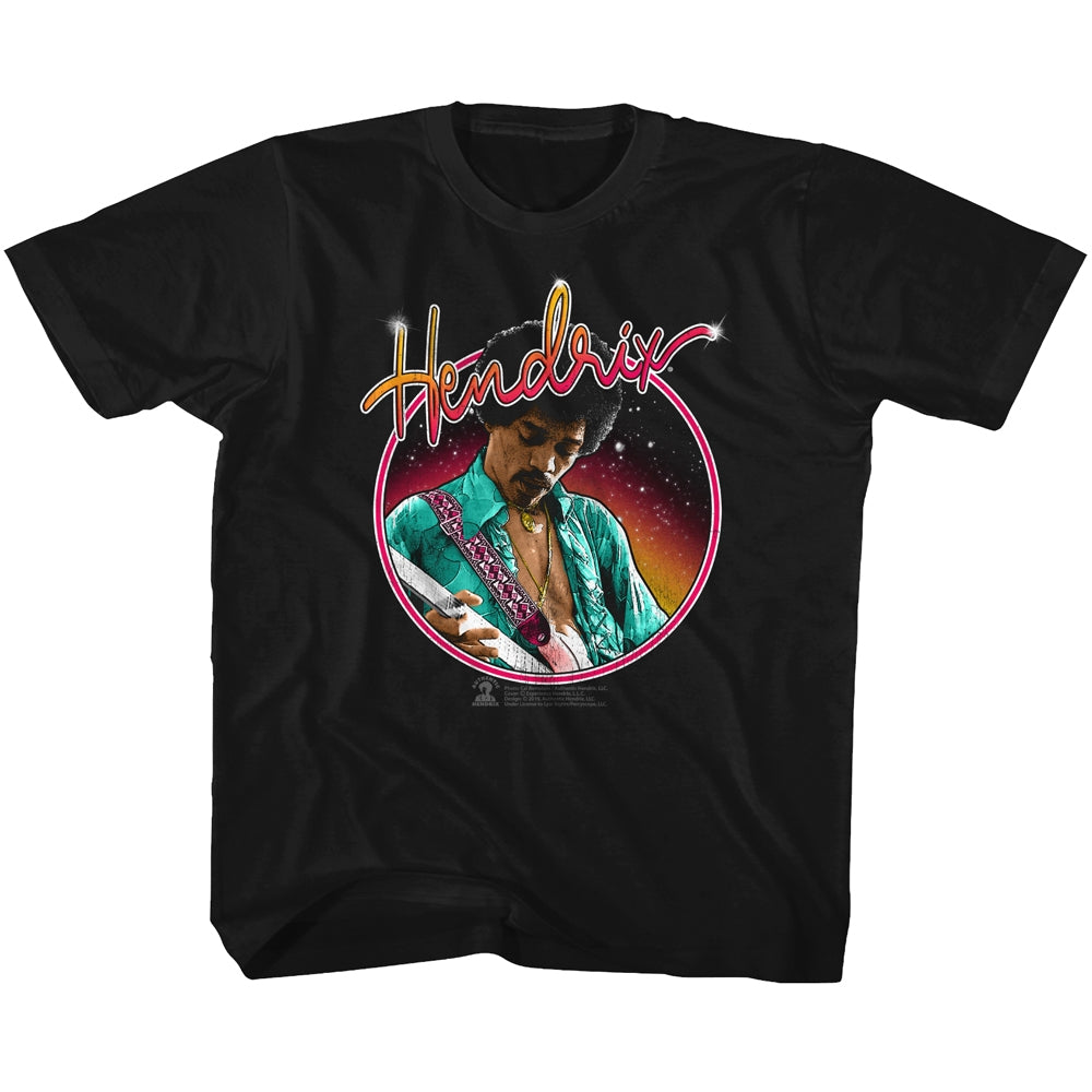 Jimi Hendrix Youth S/S T-Shirt - Neon - Solid Black