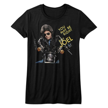 Billy Joel Girls Juniors S/S T-Shirt - You May Be Right - Solid Black