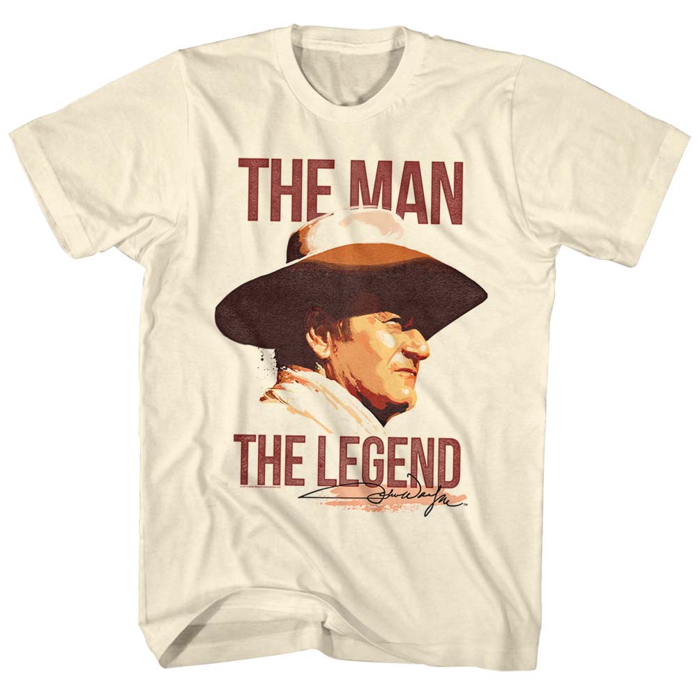 John Wayne Mens S/S T-Shirt - Man/Legend - Solid Natural