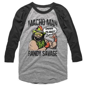 Macho Man Mens 3/4 Sleeve Raglan - Macho - Heather/Heather Gray Heather/Vintage Smoke