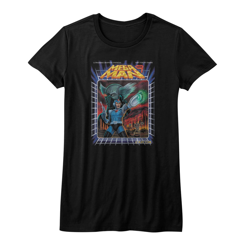 Mega Man Girls Juniors S/S T-Shirt - Megawoah - Solid Black