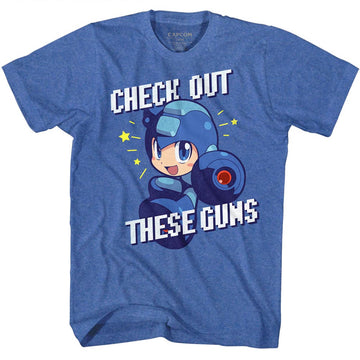 Mega Man Mens S/S T-Shirt - Check It Out - Heather Royal Heather