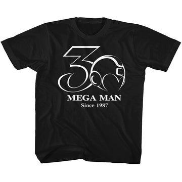 Mega Man Toddler S/S T-Shirt - 30Th Bw - Solid Black