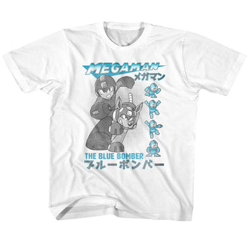 Mega Man Toddler S/S T-Shirt - Blue Bomber - Solid White