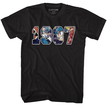 Mega Man Mens S/S T-Shirt - 1987 - Solid Black