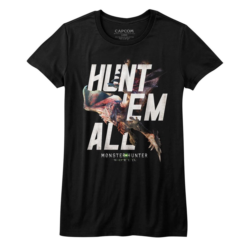Monster Hunter Girls Juniors S/S T-Shirt - Hunt Em All - Solid Black