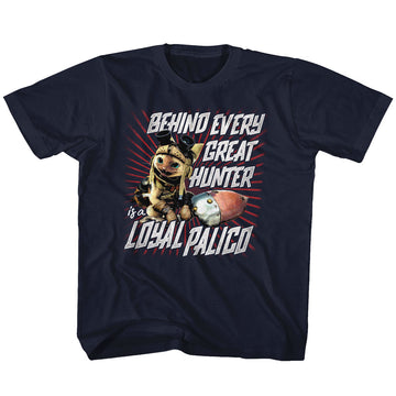 Monster Hunter Youth S/S T-Shirt - Loyal Palico - Solid Navy