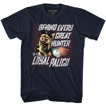 Monster Hunter Mens S/S T-Shirt - Loyal Palico - Solid Navy