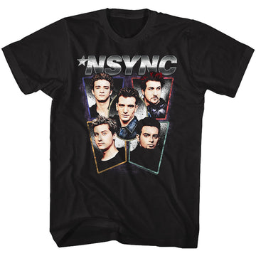 NSYNC Mens S/S T-Shirt - Heads - Solid Black