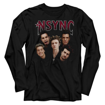 NSYNC Mens L/S T-Shirt - Group Shot - Solid Black