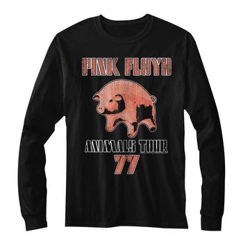 Pink Floyd Mens L/S T-Shirt - Tour 77 - Solid Black