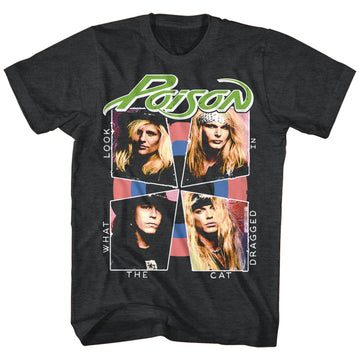 Poison Mens S/S T-Shirt - Cat Dragged In - Heather Black Heather